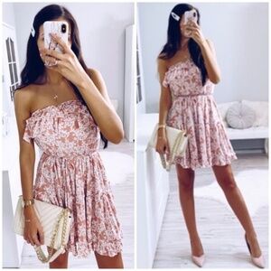 CLEARANCE Romantic Dainty Ruffle Trim Floral Print Dress